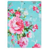 ヴィンテージのシックなピンクの花柄 クリップボード (裏面)