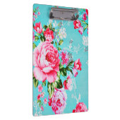 ヴィンテージのシックなピンクの花柄 クリップボード (右)