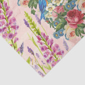 ヴィンテージのシックなピンクの青い鳥の花柄パターン 薄葉紙 (詳細)
