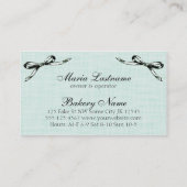 ヴィンテージのシックなベーキングのパン屋のパン屋のガーリーなミント 名刺 (裏面)