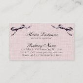 ヴィンテージのシックなベーキングのパン屋のパン屋の菓子の弓 名刺 (裏面)