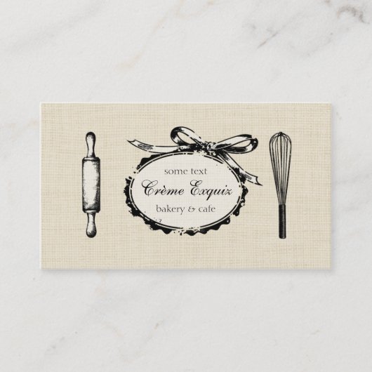 ヴィンテージのシックなベーキングのパン屋のパン屋の菓子の弓 名刺 (正面)