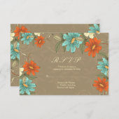 ヴィンテージのシックな水オレンジクリーム色の結婚RSVPのカード 出欠カード (正面/裏面)