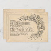 ヴィンテージのシックな結婚式招待状のアンティークの華麗さ 招待状 (正面/裏面)