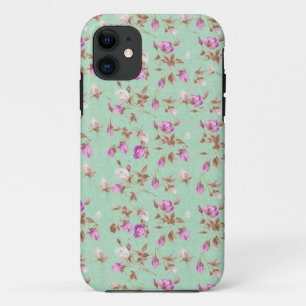 ヴィンテージのシックな花のバラのぼろぼろのばら色の花 iPhone 11 ケース