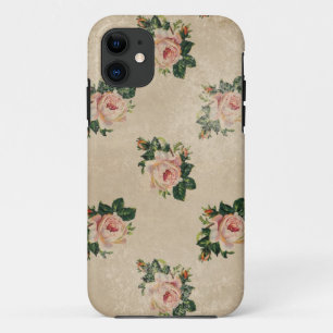 ヴィンテージのシックな花のバラのぼろぼろのbohoのばら色の花 iPhone 11 ケース