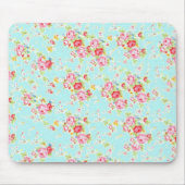 ヴィンテージのシックな花のバラの青のバラのぼろぼろの花 マウスパッド (正面)