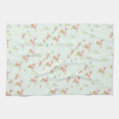 ヴィンテージのシックな花のローズピンクのぼろぼろのばら色の花 キッチンタオル (横)