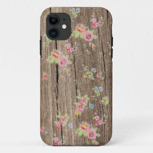ヴィンテージのシックな花の素朴なぼろぼろのばら色の花木 iPhone 11 ケース
