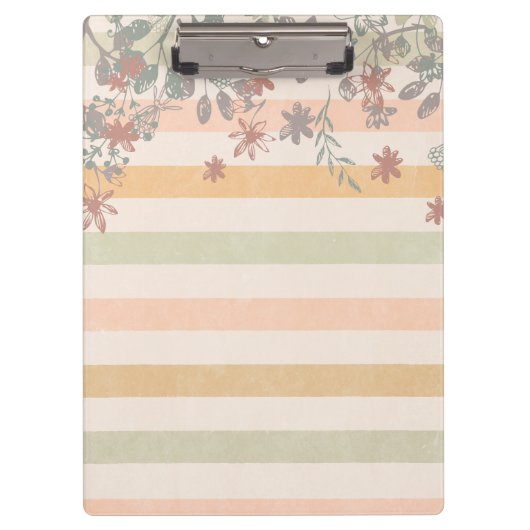 ヴィンテージのシックな花柄はと加えます一流のモノグラムを縞で飾ります クリップボード (正面)