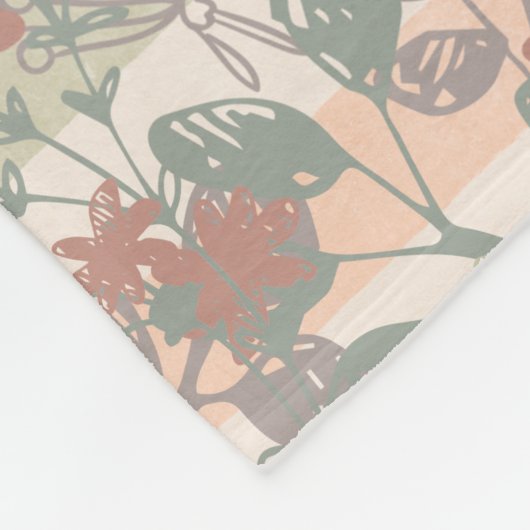 ヴィンテージのシックな花柄はと加えます一流のモノグラムを縞で飾ります フリースブランケット (角)