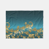 ヴィンテージのシックな金ゴールドの水の花のグリッターの写真のプリント フリースブランケット (正面(横))