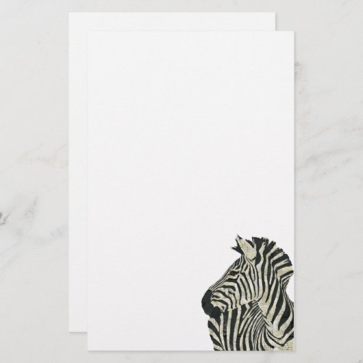 ヴィンテージのシマウマの文房具 便箋 (正面/裏面)