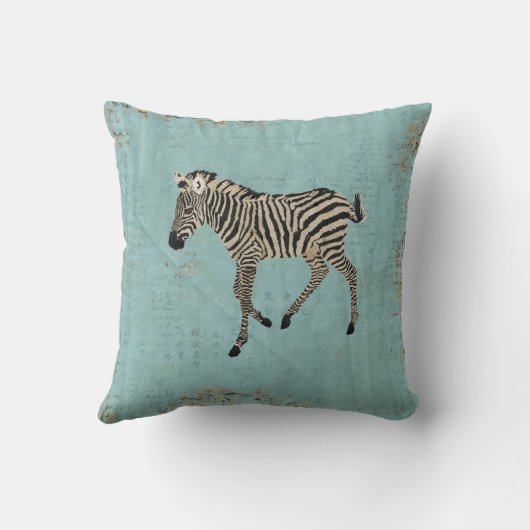 ヴィンテージのシマウマの淡いブルーのMojoの枕 クッション (裏面)