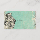 ヴィンテージのシマウマの青い名刺かラベル 名刺 (裏面)