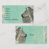 ヴィンテージのシマウマの青い名刺かラベル 名刺 (正面/裏面)