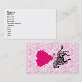 ヴィンテージのシマウマ及びピンクのハートの気球 名刺 (正面/裏面)