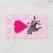 ヴィンテージのシマウマ及びピンクのハートの気球 名刺 (裏面)
