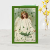 ヴィンテージのシャムロックの天使のセントパトリックの日カード カード (黄色い花)