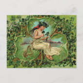 ヴィンテージのシャムロックの少女 ポストカード (正面)