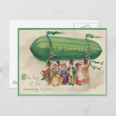 ヴィンテージのシャムロックの浮遊物のセントパトリックの日カード ポストカード (正面/裏面)