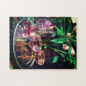 ヴィンテージのシャンペンガラスおよび花のパズル ジグソーパズル (横)