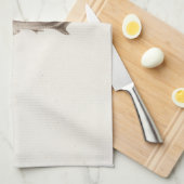 ヴィンテージのシュモクザメのイラストレーションのレトロの鮫 キッチンタオル (四つ折り)