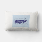 ヴィンテージのシロナガスクジラのデザインの装飾用クッション ランバークッション (裏面)