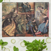 ヴィンテージのシンデレラのクリスマスのモンタージュ キッチンタオル (折り畳み)