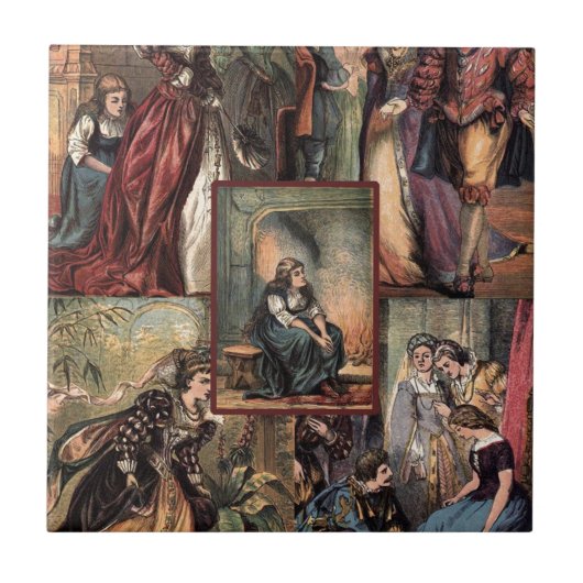 ヴィンテージのシンデレラのクリスマスのモンタージュ タイル (正面)