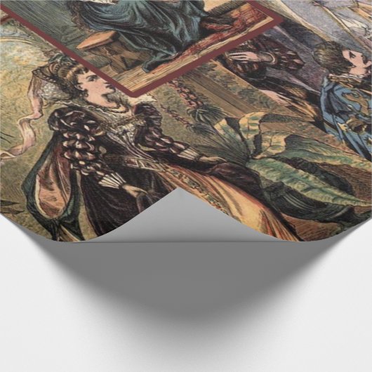 ヴィンテージのシンデレラのクリスマスのモンタージュ ラッピングペーパー (角)