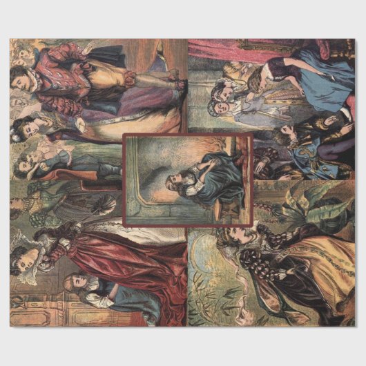 ヴィンテージのシンデレラのクリスマスのモンタージュ ラッピングペーパー (フラット)