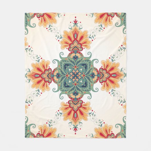 ヴィンテージのシームレスな背景美しいフローラオリエ フリースブランケット (正面)