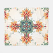 ヴィンテージのシームレスな背景美しいフローラオリエ フリースブランケット (正面(横))