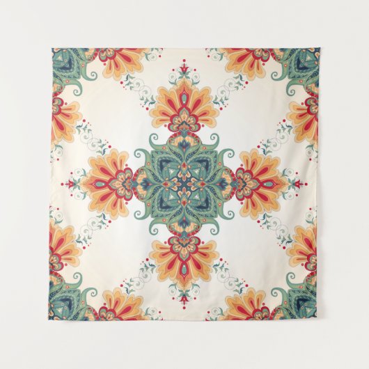 ヴィンテージのシームレスな背景。美しい花のオリエンタルな タペストリー (正面)