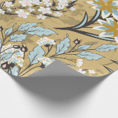 ヴィンテージのシームレスな花のパターン上の黒いバックグロ ラッピングペーパー (角)