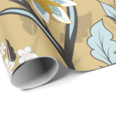 ヴィンテージのシームレスな花のパターン上の黒いバックグロ ラッピングペーパー (ロールコーナー)