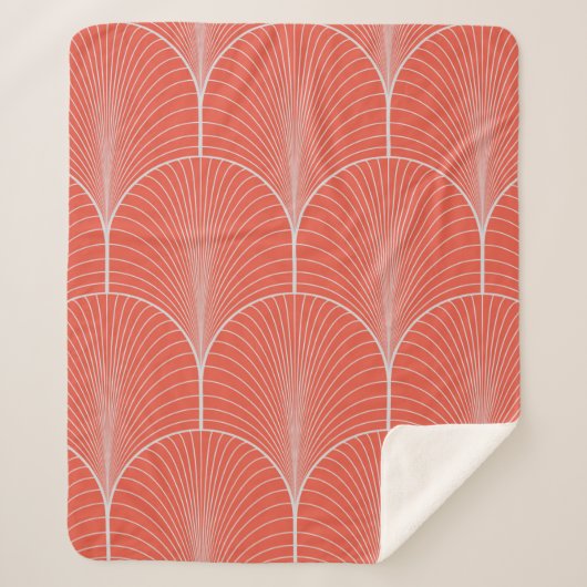 ヴィンテージのシームレスな赤とグレーのアートデコ壁紙p シェルパブランケット (正面)