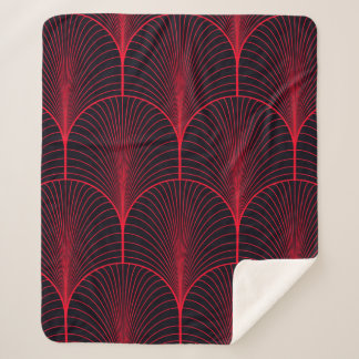 ヴィンテージのシームレスな赤と黒のアートデコ壁紙  シェルパブランケット
