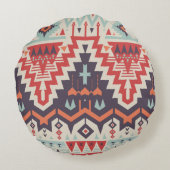 ヴィンテージのシームレスな部族パターン。幾何学的倫理 ラウンドクッション (裏面)