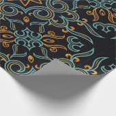 ヴィンテージのシームレスな金ゴールドと青色のパターンをアートまたは ラッピングペーパー (角)