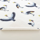 ヴィンテージのシームレスパターンと冠を付けたクレーンバード。 シェルパブランケット (3/4)