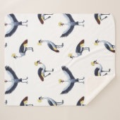 ヴィンテージのシームレスパターンと冠を付けたクレーンバード。 シェルパブランケット (正面(横))