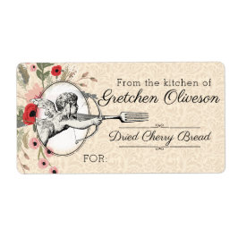 ヴィンテージのシールのキッチンからカピッドのフォーク ラベル