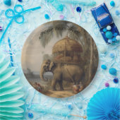 ヴィンテージのシーンゾウのカスタマイズ ペーパープレート (パーティー)