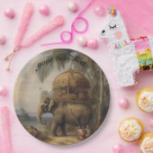 ヴィンテージのシーンゾウのカスタマイズ ペーパープレート (パーティー)