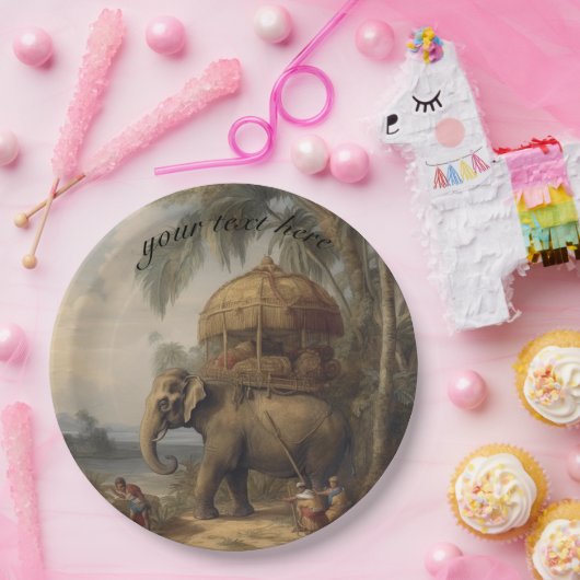 ヴィンテージのシーンゾウのカスタマイズ ペーパープレート (パーティー)