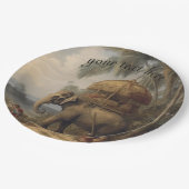 ヴィンテージのシーンゾウのカスタマイズ ペーパープレート (アングル)