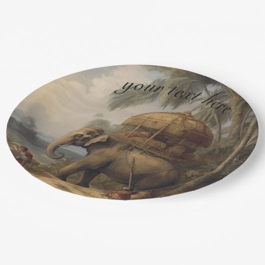 ヴィンテージのシーンゾウのカスタマイズ ペーパープレート (アングル)