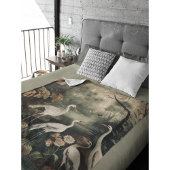 ヴィンテージのシーン白い鶴と花 フリースブランケット